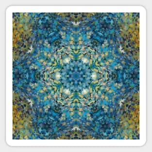 Digital Mandala Blue White and Yellow Sticker